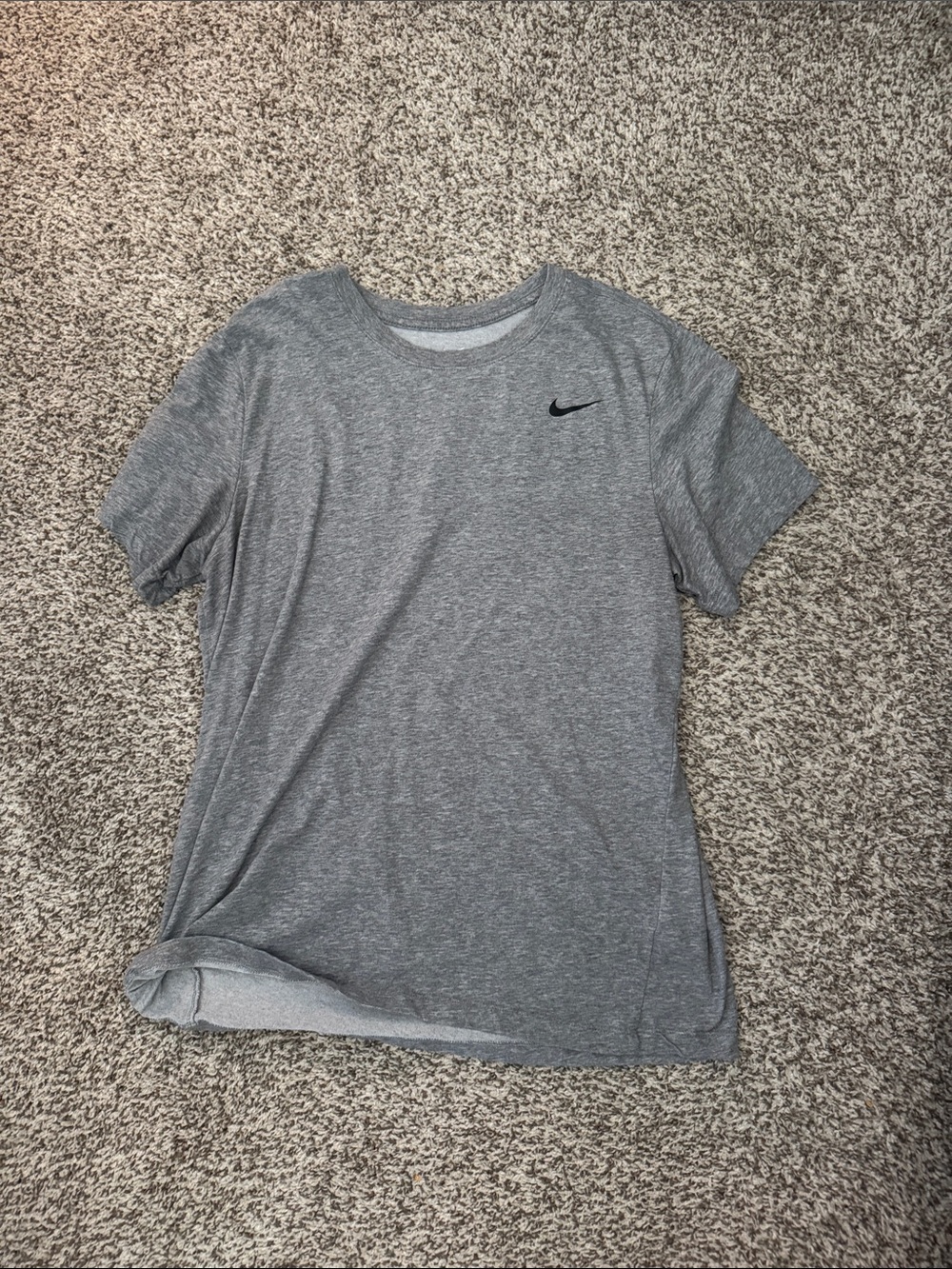 Nike Gray Crew Neck Performance Tee with Black Swoosh